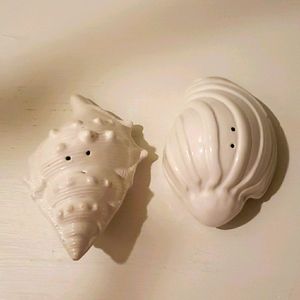 Vintage White Shell Salt & Pepper Shakers